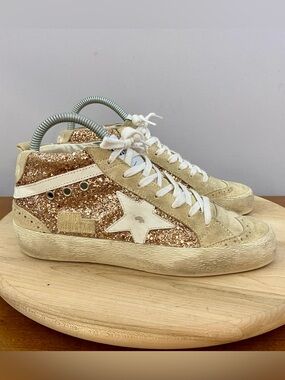 Golden Goose GGBD Mid Star Pink Glitter Sneakers Women’s Sz EU 37 US 7 Authentic